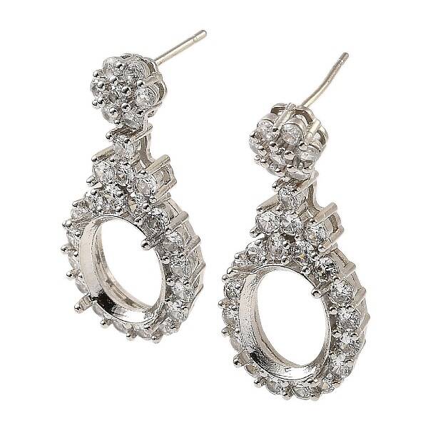 Rack Plating Brass with Cubic Zirconia Stud Earrings Finding