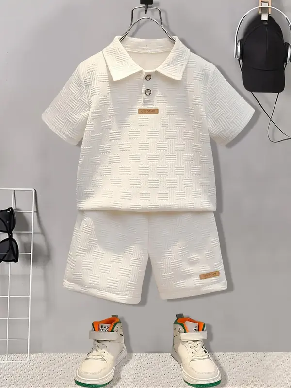 Toddler Boy's Letter Patched Short Sleeve Top & Shorts Two-Piece Set, Casual Summer Outfits Clothes for Kids, Kids Clothing ...
