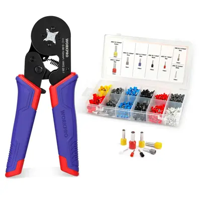 #FallDealsforYou WORKPRO Ferrule Crimping Tool Kit, AWG 28-7 Self-adjustable Ratchet Wire Crimping Tool, Crimper Plier Set wi...