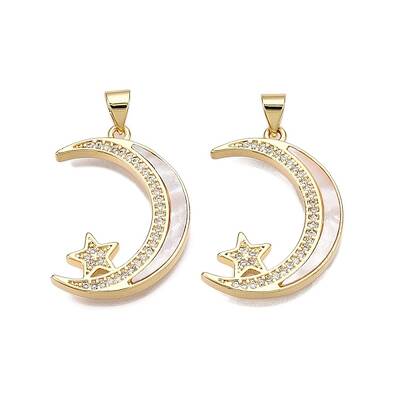 Brass Micro Pave Clear Cubic Zirconia Pendants