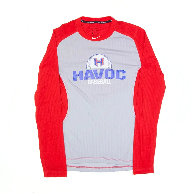 NIKE HAVOG Baseball T-Shirt Grey Long Sleeve Mens M