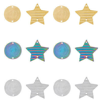 24Pcs 6 Styles 304 Stainless Steel Connector Charms