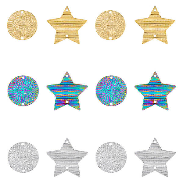 24Pcs 6 Styles 304 Stainless Steel Connector Charms