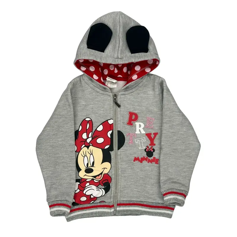 Age 12-18 Months Disney Cartoon Hoodie - 2XS Grey Cotton Blend
