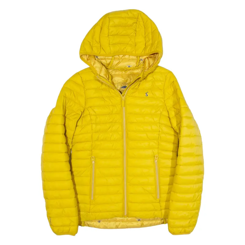 JOULES Insulated Womens Puffer Jacket Yellow Hooded UK 6
