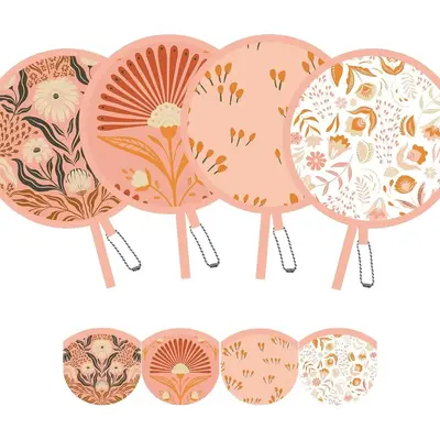 4 Pack Foldable Hand Fans, Round Handheld Cooling Fans for Weddings, Concerts, Travel, Events, Indoor & Outdoor Use