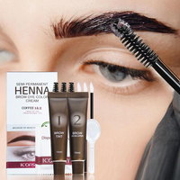 Henna Brow Dye Color Cream Set, 1 Long Lasting Brow Tint Cream & 1 Brow Developer & 3 LipBrush & 3 Mascara Brush & 1 Paste Sp...