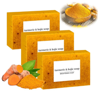 3PCS Turmeric & Kojic Acid Brightening Soap, Kojic AcidSoap, Soap Body Care Body Wash Lemon FlawlessOrganic Facial Cleansing ...