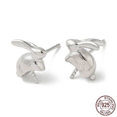 Rhodium Plated 925 Sterling Silver Stud Earring Findings