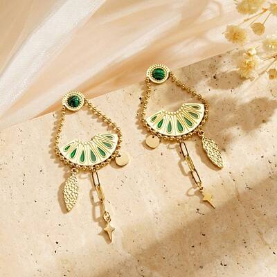 304 Stainless Steel Fan Stud Earrings for Women