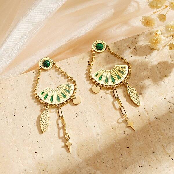 304 Stainless Steel Fan Stud Earrings for Women
