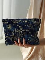 Star & Moon & Sun Pattern Cute Makeup Bags , Casual Lightweight Multi-functional Cosmetic Bag, Makeup Storage Organizer, Vani...