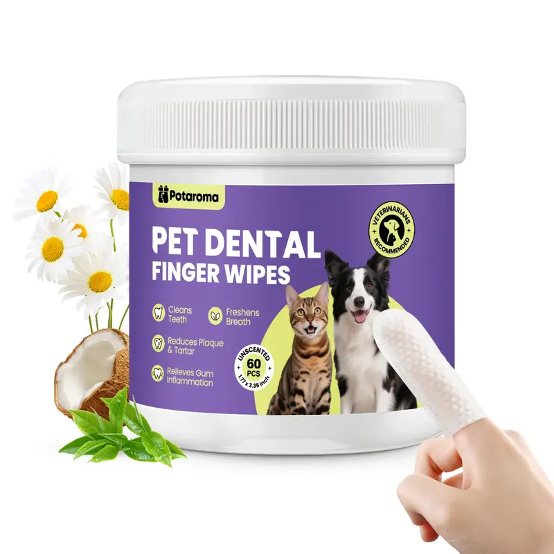 Potaroma Pet Cleaning Finger Wipes for Dogs and Cats – No-Rinse Finger Toothbrush Kit Ear Cleaner Grooming Kit...