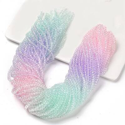 Transparent Painted Glass Beads Strands