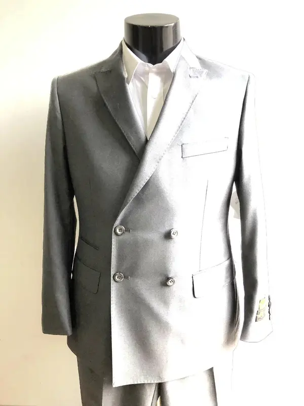 Four Button Double breasted Suit - Charcoal Slim Fi Suits Double Breasted Suit