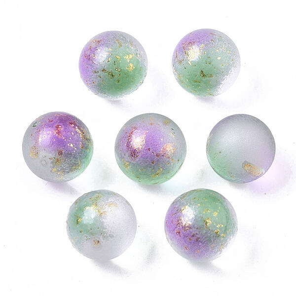 Transparent Spray Painted Frosted Glass Beads