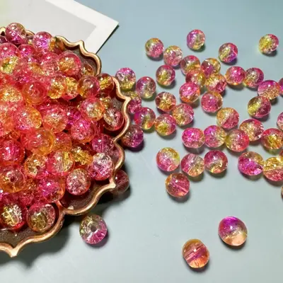 8mm Glass Bead (100pcs/set), Colorful Faux Crystal Bead, DIY Jewelry Making Supplies For Necklace Bracelet Earrings & Phone B...