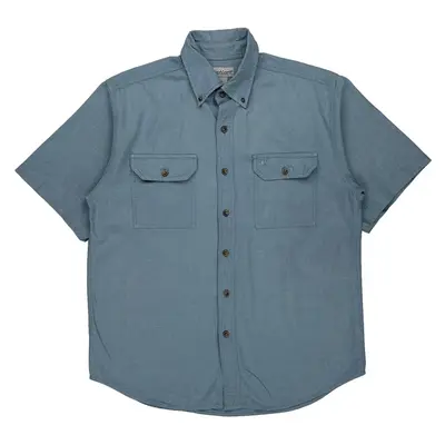Carhartt Collared Short Sleeve Shirt - Large Blue Cotton
