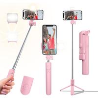 Selfie Stick Tripod, 40in Retractable Phone Tripod with  Remote Control & Light, Portable Selfie Stick Tripod for Photograph,...