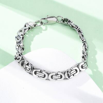 304 Stainless Steel Byzantine Chain Bracelets for Women Men