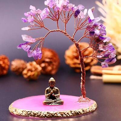Natural Amethyst Chips Tree of Life Decorations