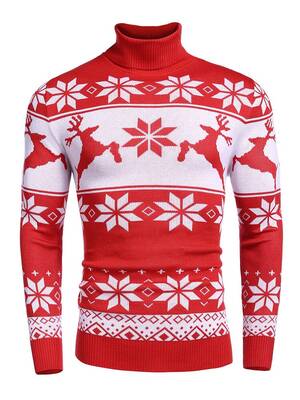 Slim Fit Turtleneck Twisted Sweater (US Only), Christmas Red / L