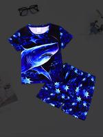 Toddler Boy's Animal Graphic Tee & Elastic Waist Shorts Loungewear Set, Casual Soft Comfortable Graphic T-shirt & Straight Le...