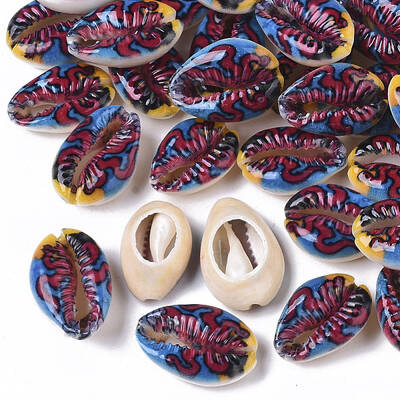 Printed Natural Cowrie Shell Beads