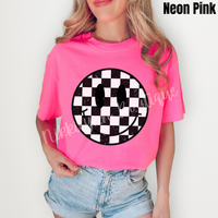 Checkerboard Happy Face Comfort Colors T-Shirt 'NLB'
