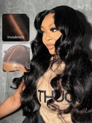 7x5 Bye-Bye Knots Glueless Body Wave Wig Pre Cut Lace Pre Plucked Hairline Put On and Go Wig