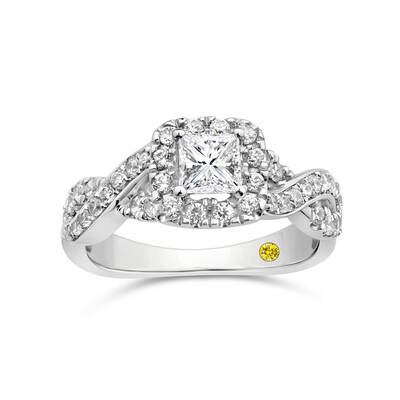 Twisted Shank Lab Grown Princess Cut Diamond Engagement Ring | White Gold 1 CT. TW.