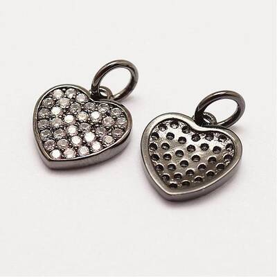 Brass Micro Pave Grade AAA Cubic Zirconia Charms