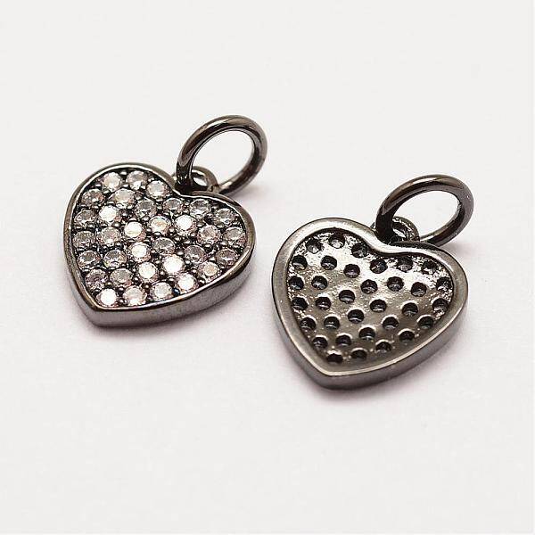 Brass Micro Pave Grade AAA Cubic Zirconia Charms
