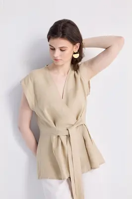 Power Moves Short Sleeve Top in Neutral Beige | Color: Neutral Beige | Size: M