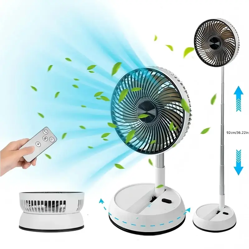 Portable USB Rechargeable Fan, 180 Degree Rotatable Fan with Remote Control, 3 Speed Wind Speed Fan for Outdoor & Indoor Use,...