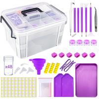 111pcs Diamond Painting Storage Box Tool Set Diamond Embroidery Accessories Kit with 48 Piece Storage Bottles, Trays, Wax, Pe...