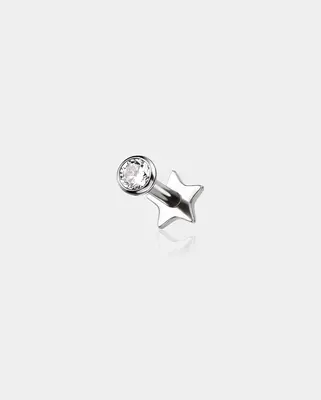 Threadless Bezel CZ Star Heart Flat Back Cartilage Stud Mantis Piercing Nose Jewelry - Star / 2mm CZ