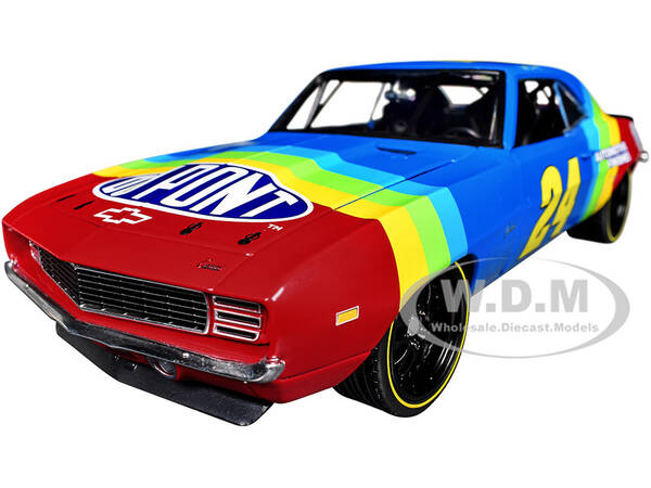 1969 Chevrolet Camaro #24 Jeff Gordon Hendrick Motorsports First Win Tribute Blue and Red with Rainbow Stripes 1/18 Diecast...