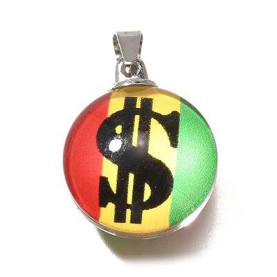 Flat Round 201 Stainless Steel Acrylic Pendants