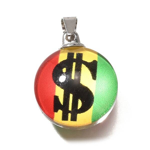 Flat Round 201 Stainless Steel Acrylic Pendants