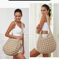 Womens' Lightweight Quilted Carryall GYM Tote Bag Puffer Crossbody Bag Soft Puffy Boho Handbags Big Capacity Purse Puffer Tot...