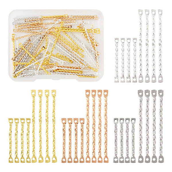 80Pcs 8 Styles Brass Connector Charms