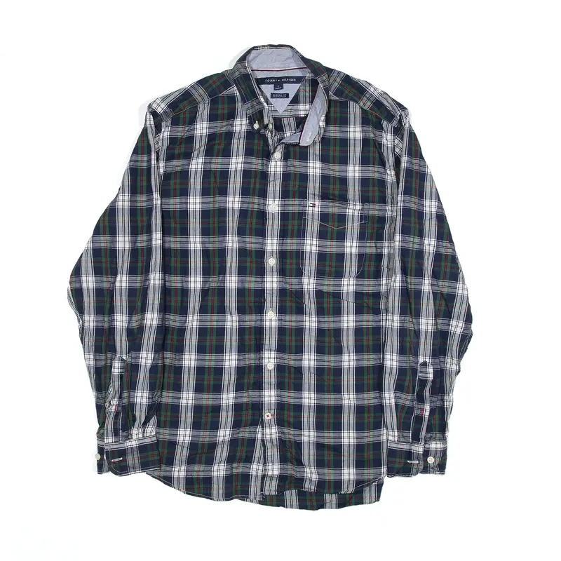 TOMMY HILFIGER Shirt Green Check Long Sleeve Mens M