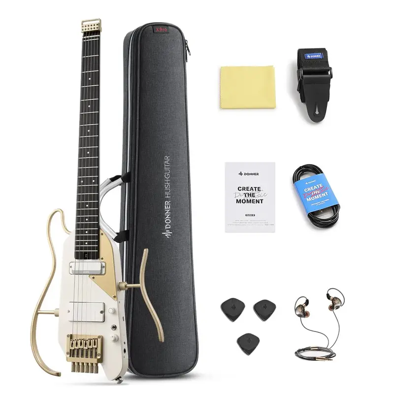 Donner HUSH™ X PRO Electric Guitar - White-Luxe / Guitar