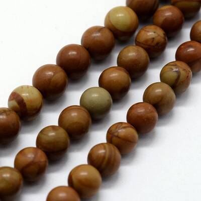 Natural Wood Lace Stone Beads Strands