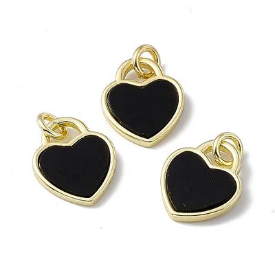 Natural Black Onyx(Dyed & Heated) Heart Charms