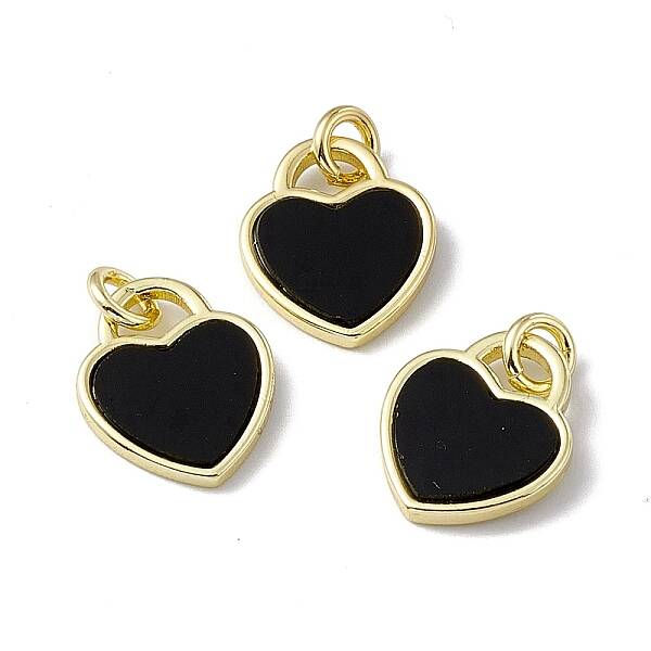Natural Black Onyx(Dyed & Heated) Heart Charms