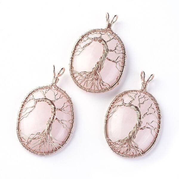 Natural Rose Quartz Big Pendants
