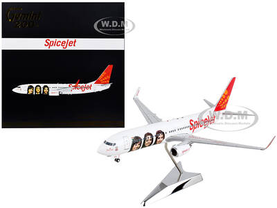 Boeing 737-800 Commercial Aircraft SpiceJet White with Red Tail Gemini 200 Series 1/200 Diecast Model Airplane by GeminiJets