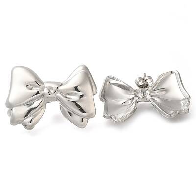 304 Stainless Steel Bowknot Stud Earrings